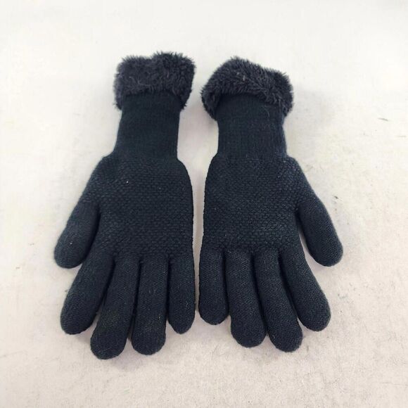 UGG Plush Knit lined Gloves Size S/M Black button accents Winter Glove - Picture 2 of 6